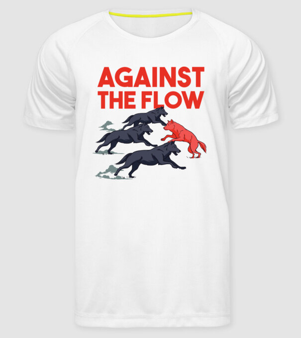 Against the flow - Împotriva curentului model alb pe tricou