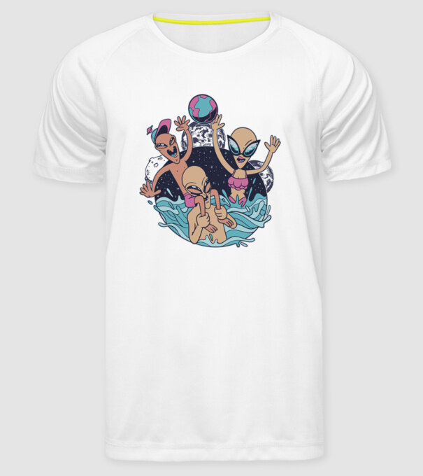 Alien Familie ștrand model alb pe tricou