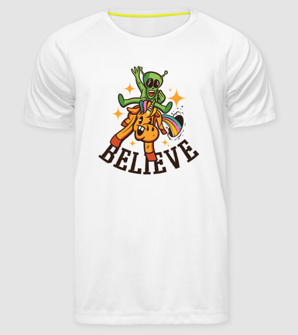 Unicorn Alien model alb pe tricou