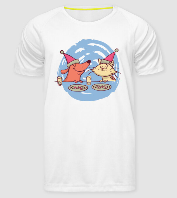 Petrecere de Crăciun animale model alb pe tricou
