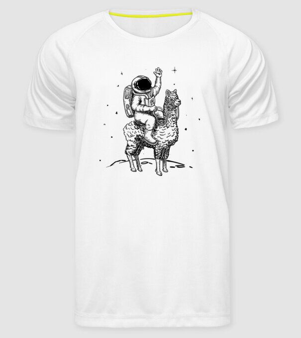Alpaca Astronaut model alb pe tricou