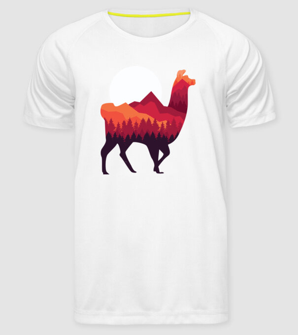 Pădure Alpaca model alb pe tricou
