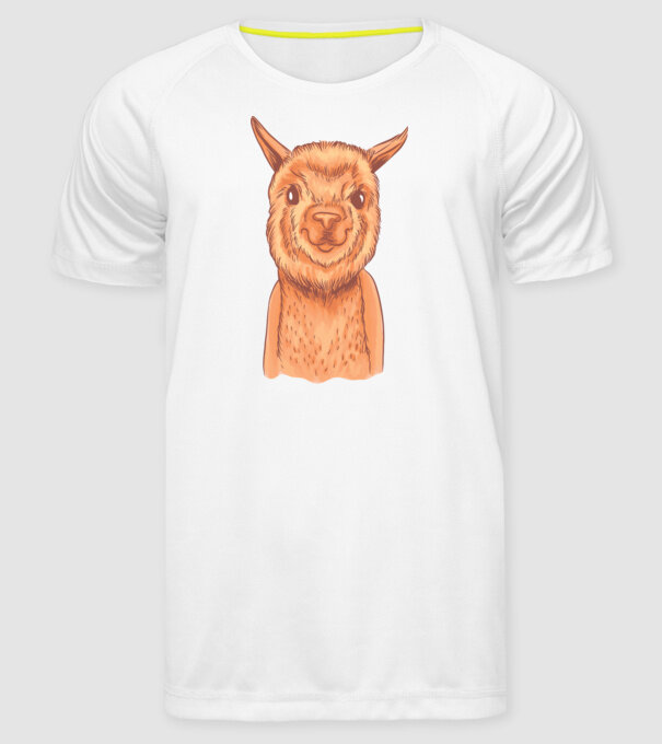 Cap de Alpaca model alb pe tricou