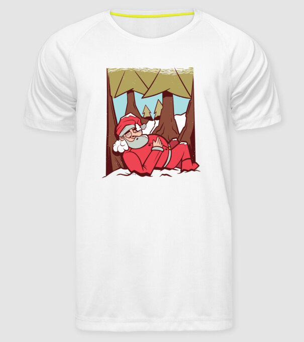 Moș Crăciun dormind model alb pe tricou