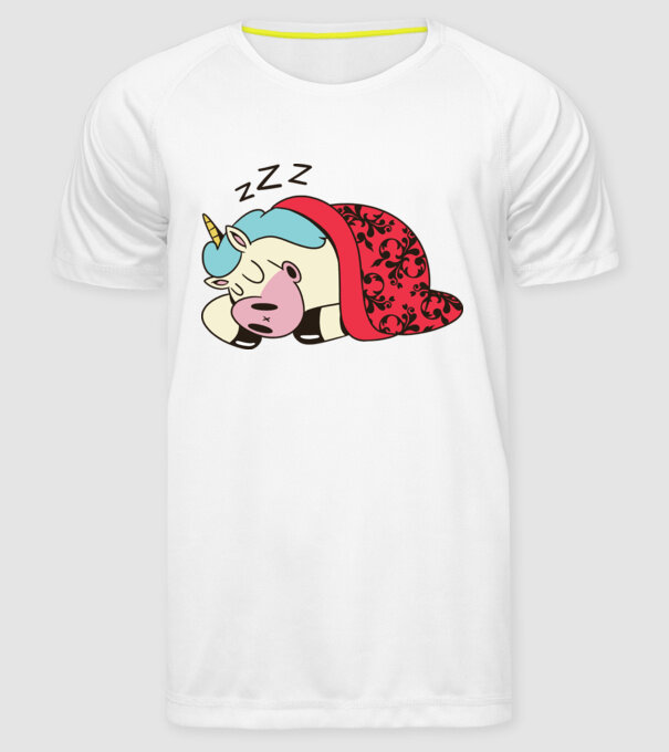 Unicorn adormit model alb pe tricou