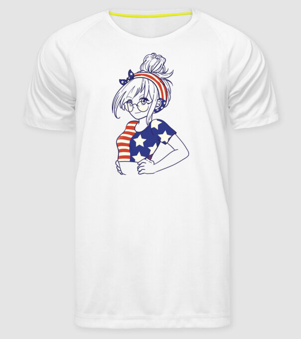 fată Americană Anime model alb pe tricou