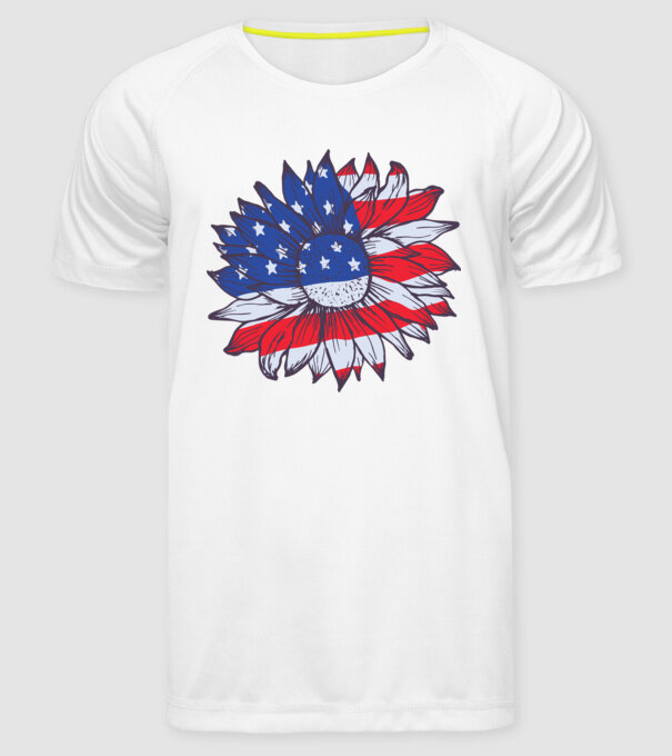 Floarea-soarelui americană Usa Sunflower model alb pe tricou