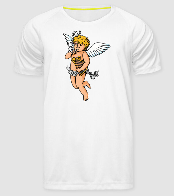 Înger cu Țigaretă model alb pe tricou