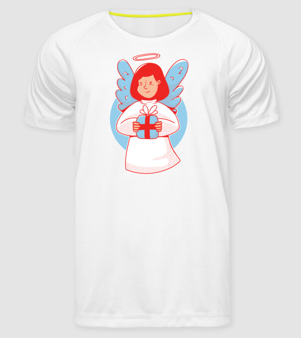 Înger cu un cadou model alb pe tricou