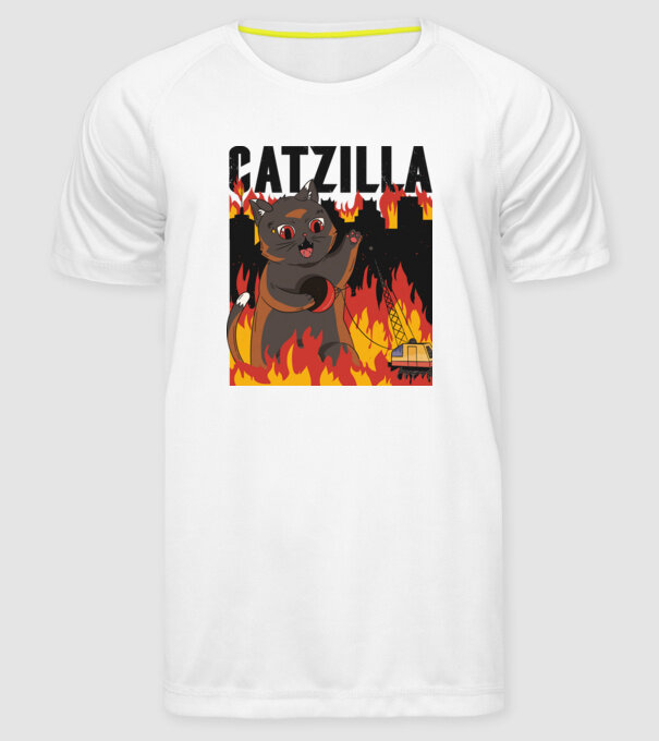 Anime Catzilla model alb pe tricou