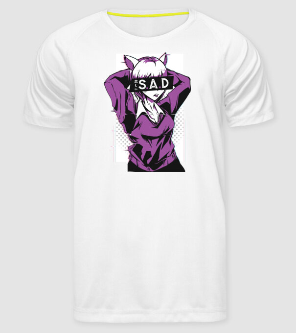 Anime fată tristă model alb pe tricou