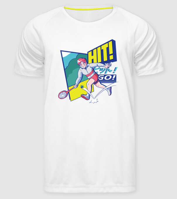 Anime Jucător de tenis băiat model alb pe tricou