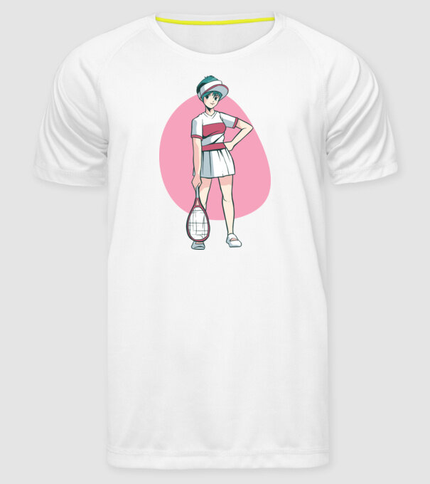 Anime Jucător de tenis fată model alb pe tricou