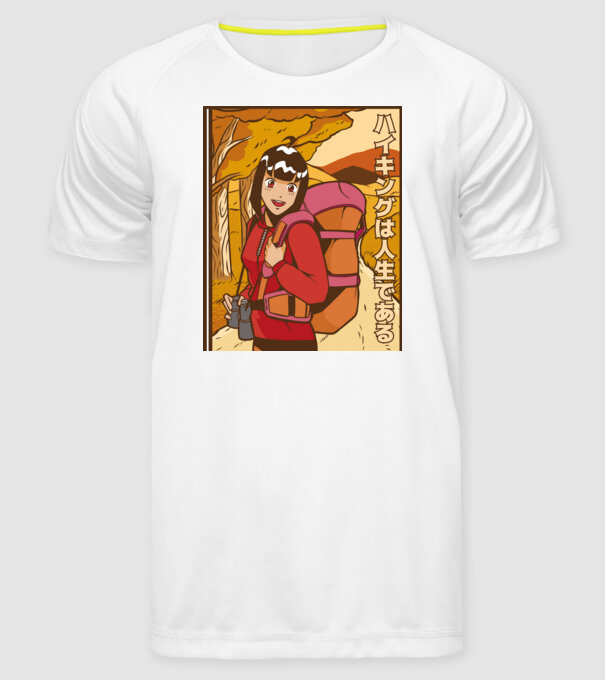 Anime fată Excursionistă model alb pe tricou