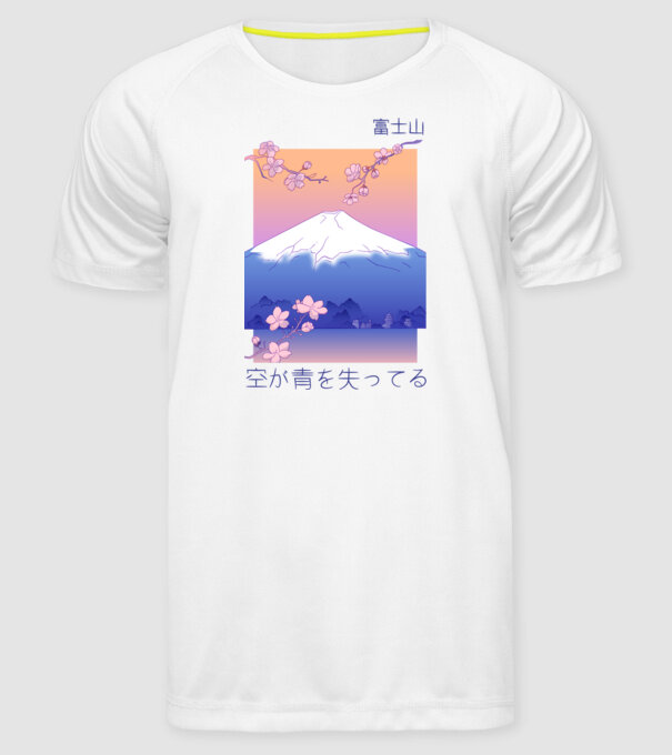 Anime Vaporwave munte model alb pe tricou