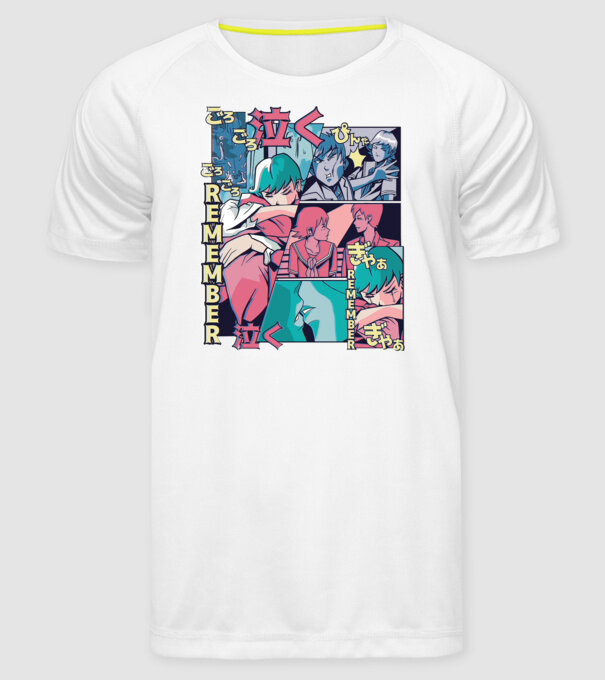 Anime Vaporwave benzi desenate model alb pe tricou