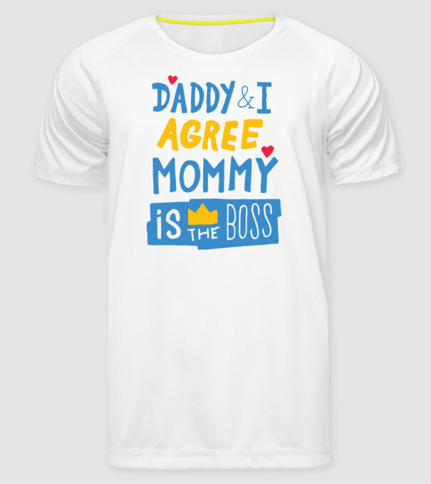 Mama e șefa model alb pe tricou