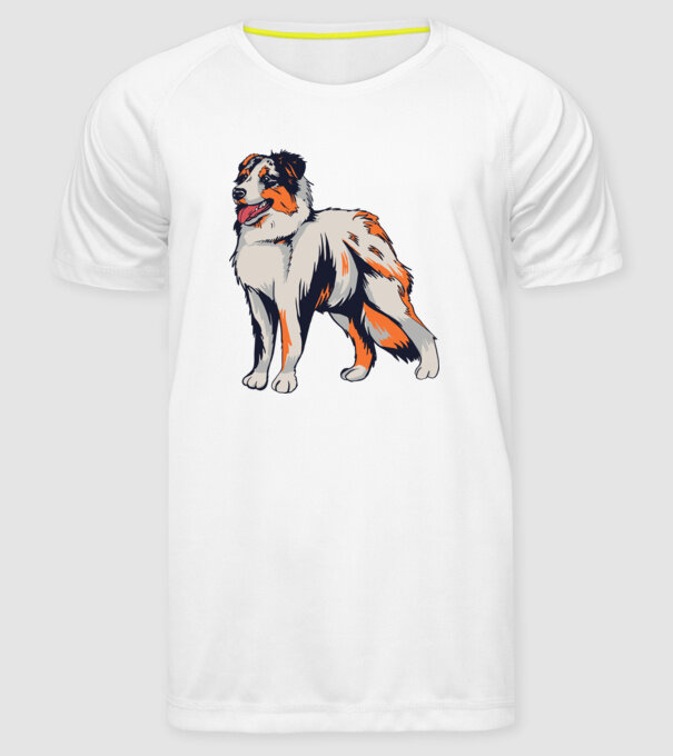 Câine ciobănesc Australian model alb pe tricou