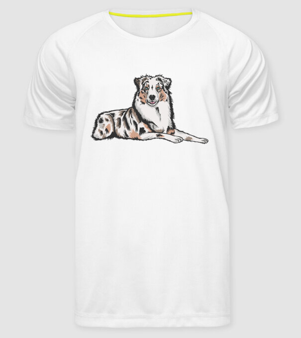 Câine ciobănesc Australian model alb pe tricou