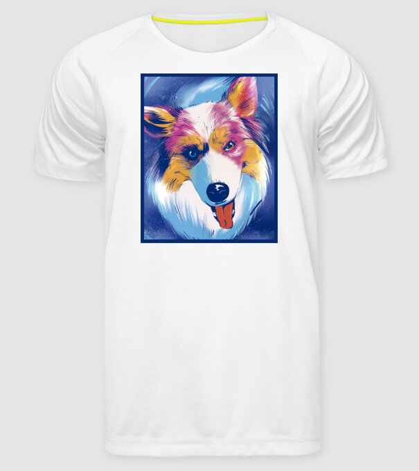 Câine ciobănesc australian model alb pe tricou