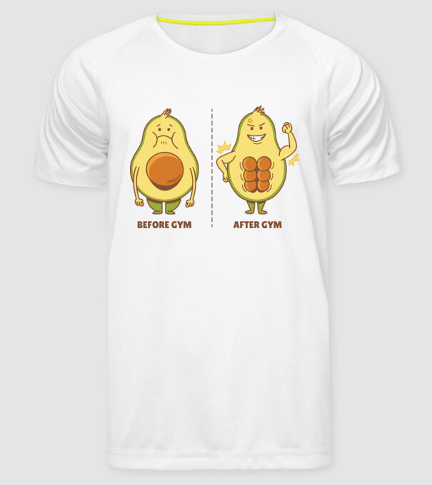 Antrenament Avocado model alb pe tricou