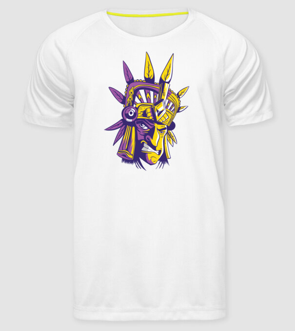 Războinic Aztec model alb pe tricou