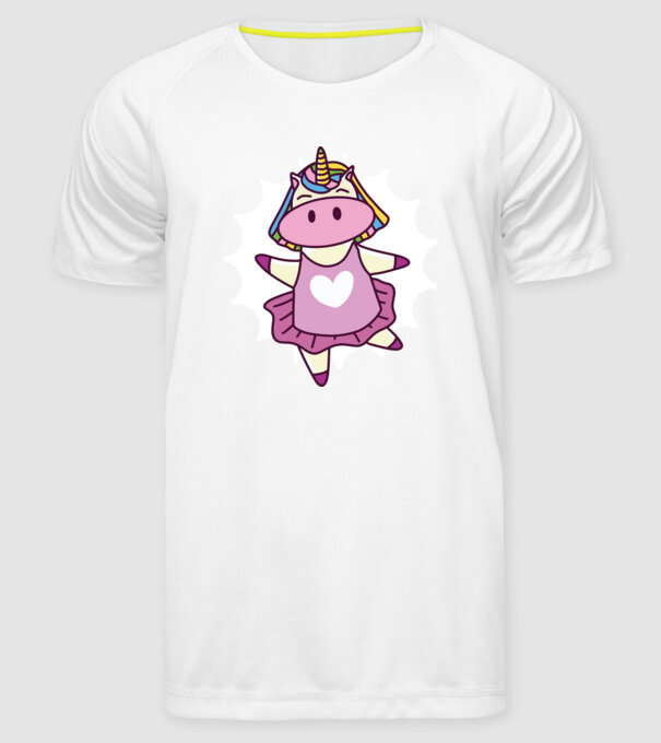 Unicorn dansator de balet model alb pe tricou