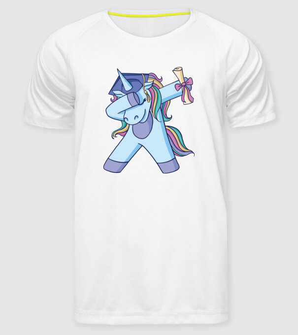 Unicorn Absolvent model alb pe tricou