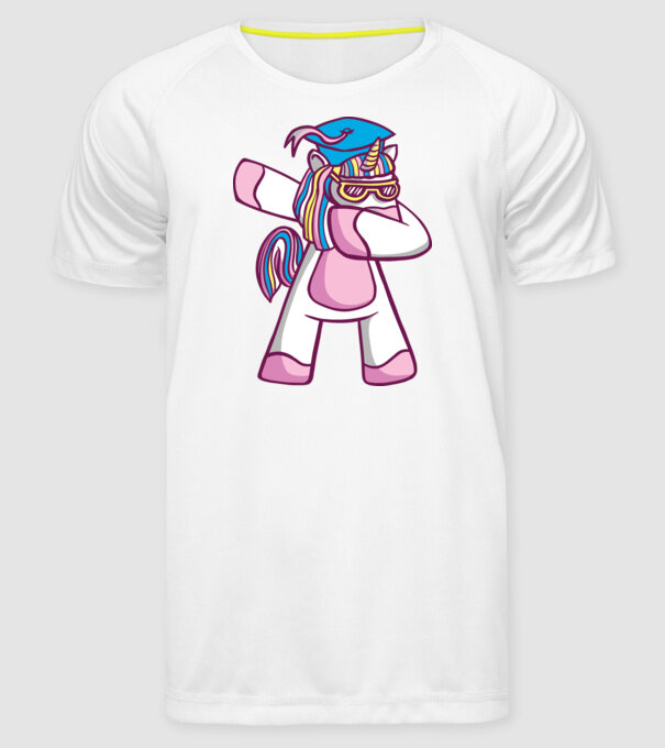 Unicorn Absolvent DAB model alb pe tricou