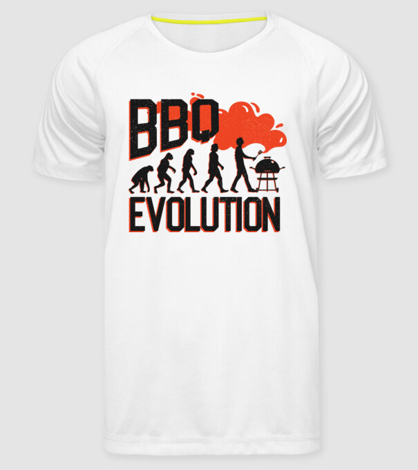 BBQ Evoluție Grătar model alb pe tricou