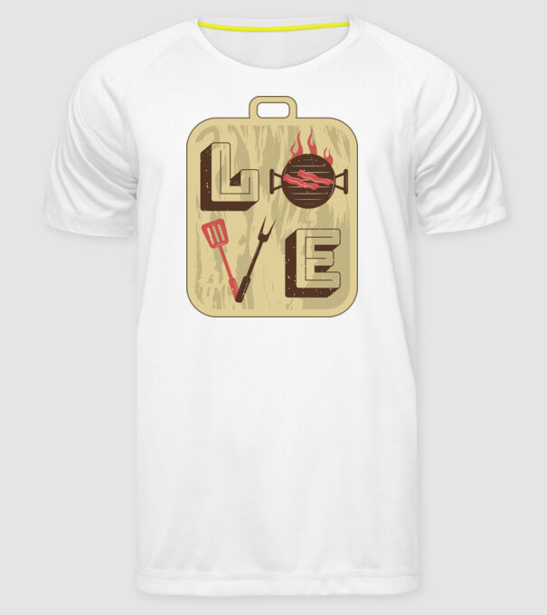 Dragoste BBQ model alb pe tricou