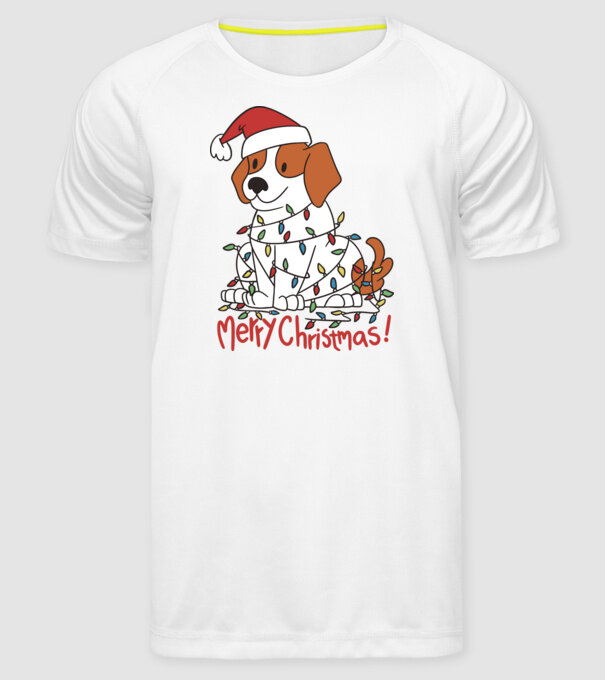 Beagle Crăciun Fericit! model alb pe tricou