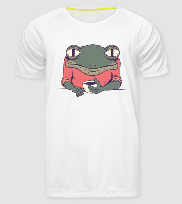 Broască Cafea model alb pe tricou
