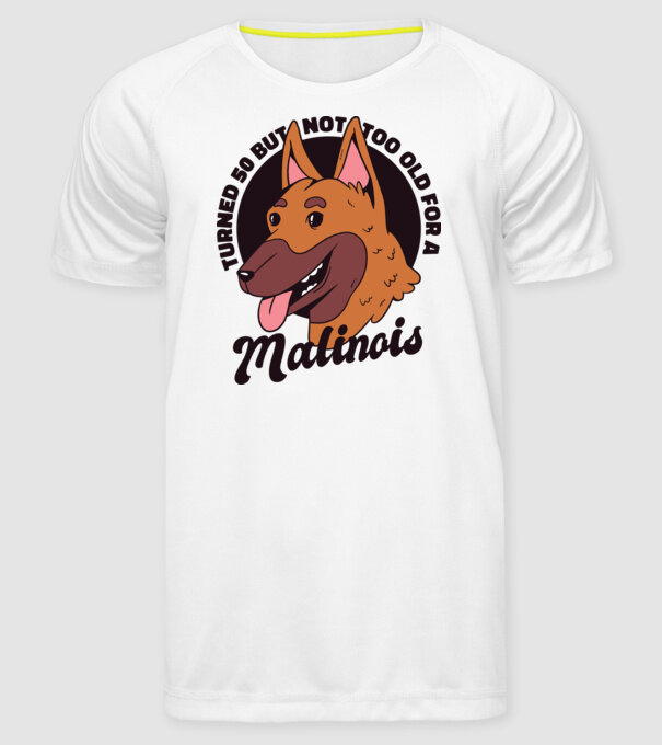 Câine ciobănesc belgian model alb pe tricou