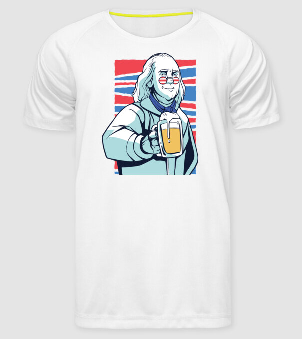 Benjamin Franklin Beer model alb pe tricou