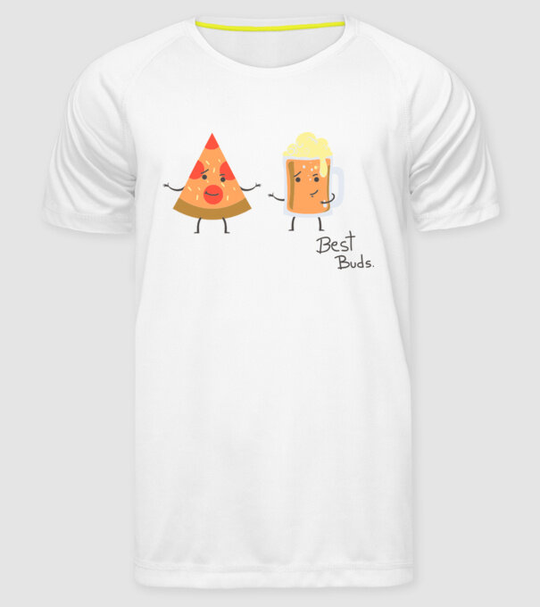 Best Buds - Pizza + Beer model alb pe tricou
