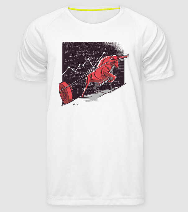 Taur Bitcoin model alb pe tricou