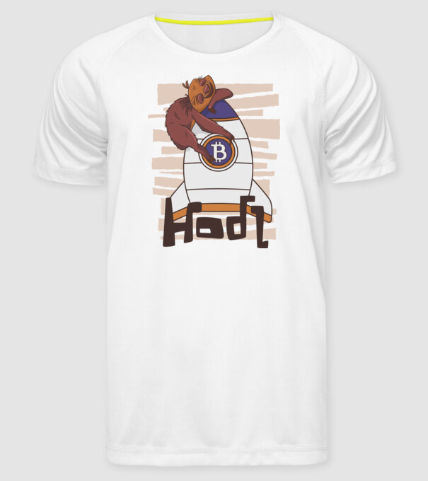 Bitcoin Hodl Leneș model alb pe tricou