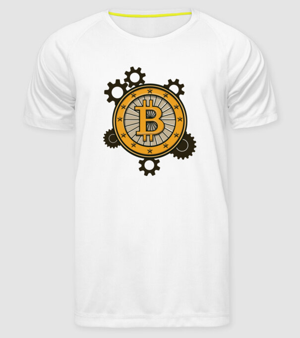Mecanică Bitcoin model alb pe tricou