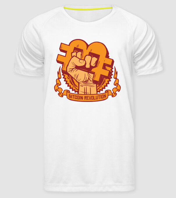 Bitcoin Revolution model alb pe tricou