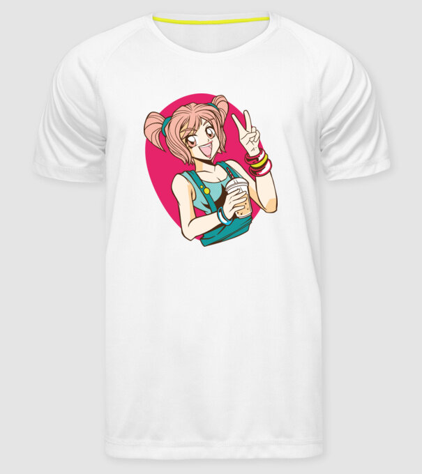 Bobba fată Anime model alb pe tricou