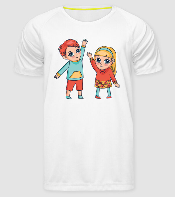 Copii fericiți model alb pe tricou