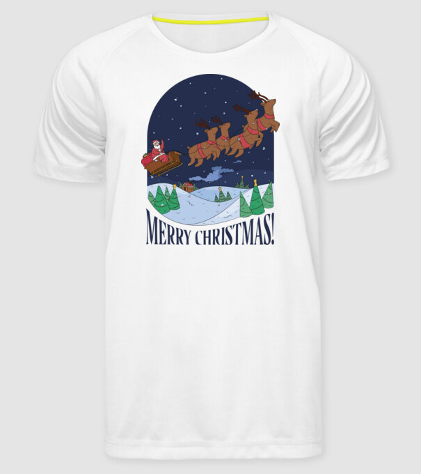 Crăciun Fericit Moș Crăciun cu reni model alb pe tricou