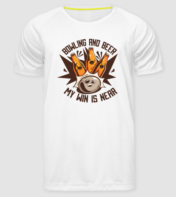 Bowling și bere model alb pe tricou
