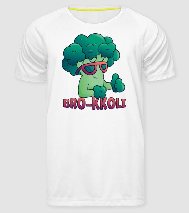 Broccoli model alb pe tricou