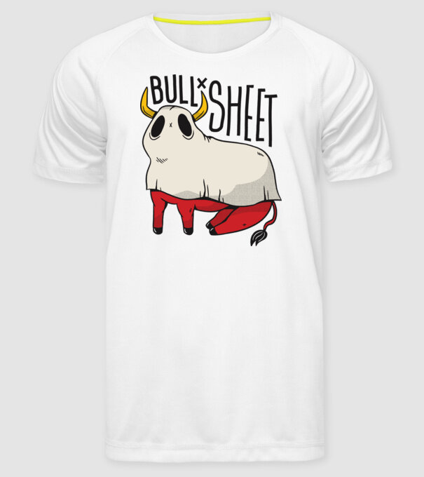 Bull sheet model alb pe tricou
