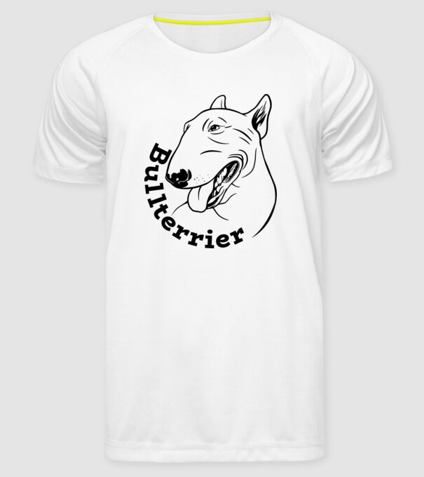 Bull Terrier model alb pe tricou