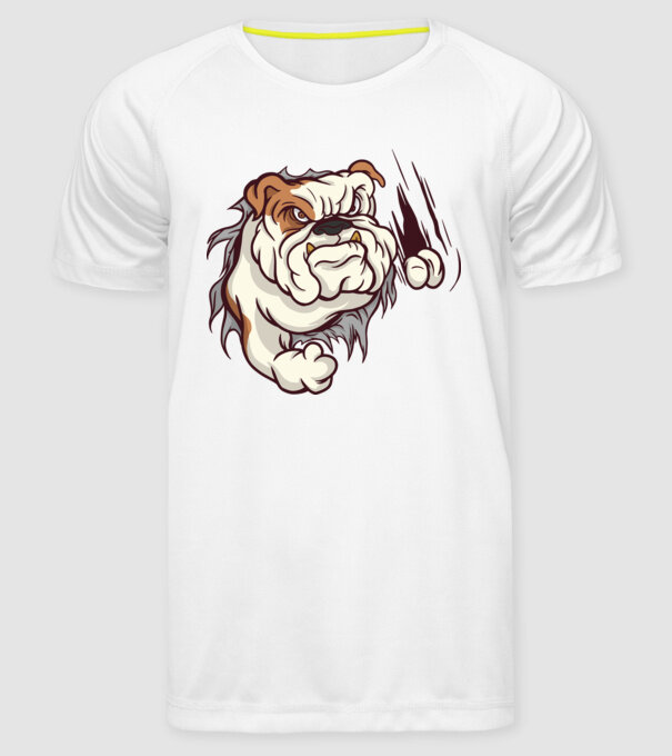 Bulldog model alb pe tricou