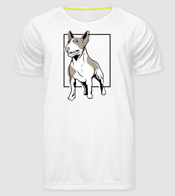 Tricou cu Câine Bull Terrier model alb pe tricou
