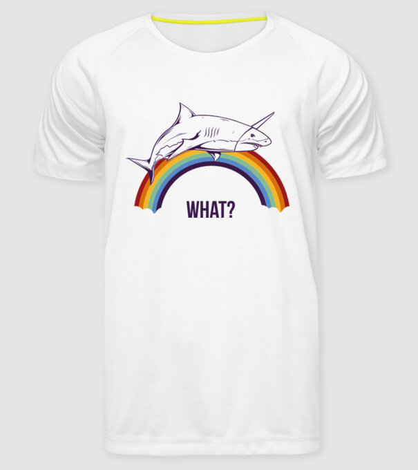 Rechin unicorn model alb pe tricou